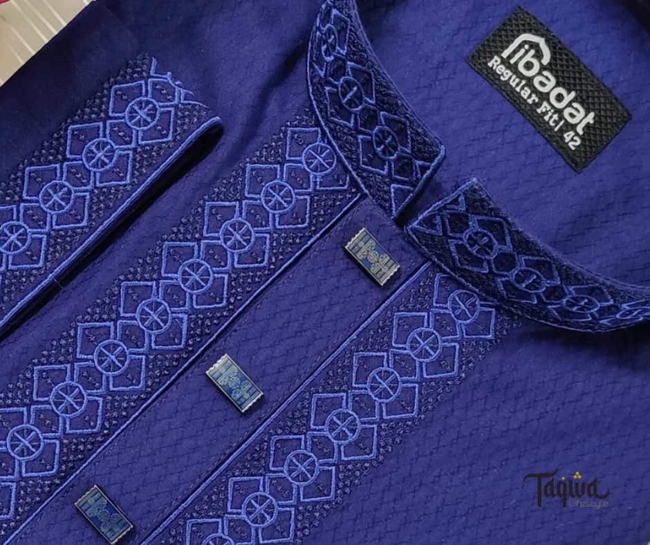 Navy Blue Color Embroidered Cotton Panjabi- 014