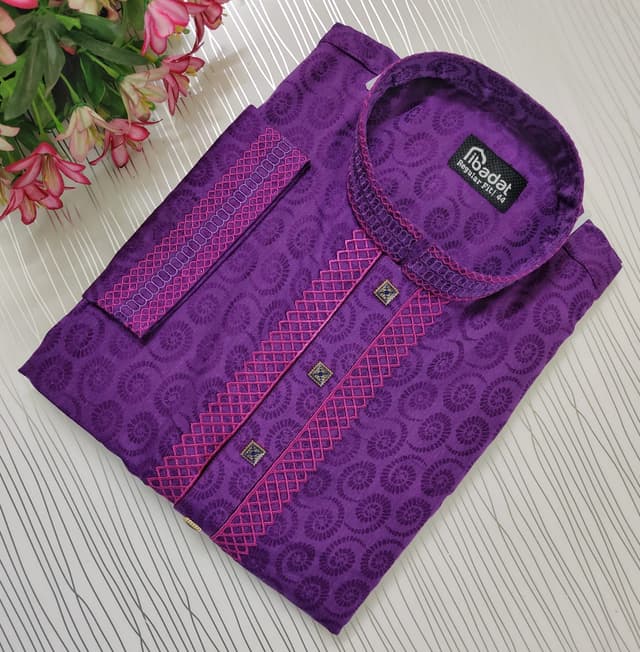 Purple color Embroidered Cotton Panajbi-016