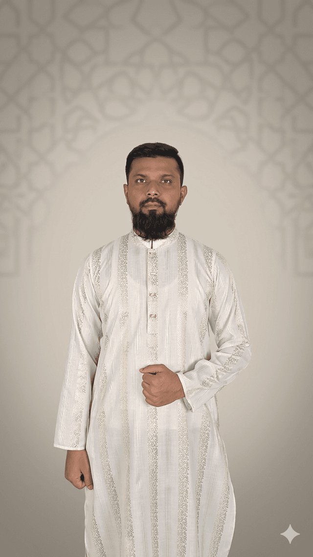 Light Cream Indian Sequence Premium Panjabi-023