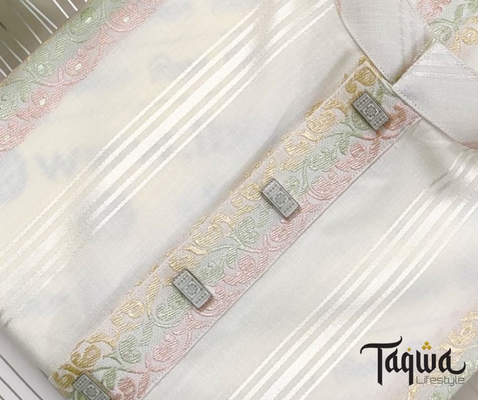 Light Cream Indian Sequence Premium Panjabi-023